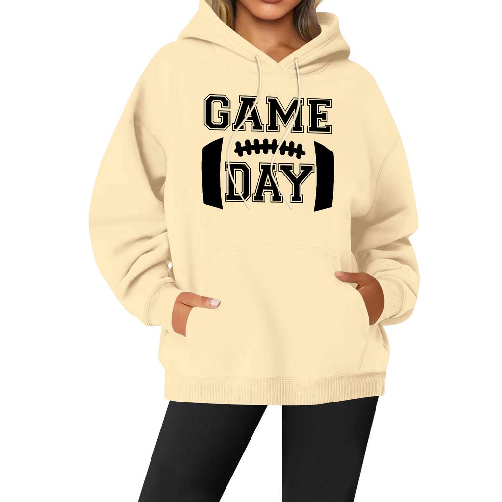 Женская повседневная модная однотонная толстовка с капюшоном и принтом регби с длинными рукавами