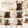 6 Slot Compartments Makeup Brush Organizer 360 Rotating Desktop Organizer Box  For Makeup Artists