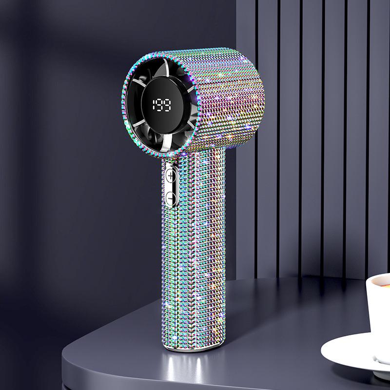 S5 Diamond Handheld Fan: 199-Speed Digital Display, High-Speed, Portable, Shining Design for Outdoor Use