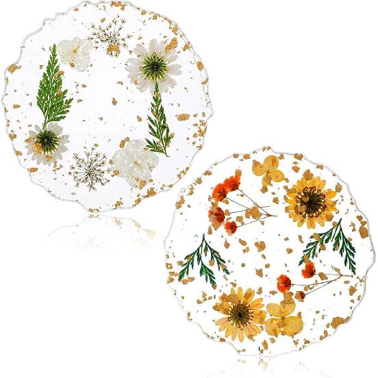 Desk Coaster Set of 2, Non-Slip Floral Drink Cup Mat, Reble Cute Coaster Decorations for Desk for Home Office Bar