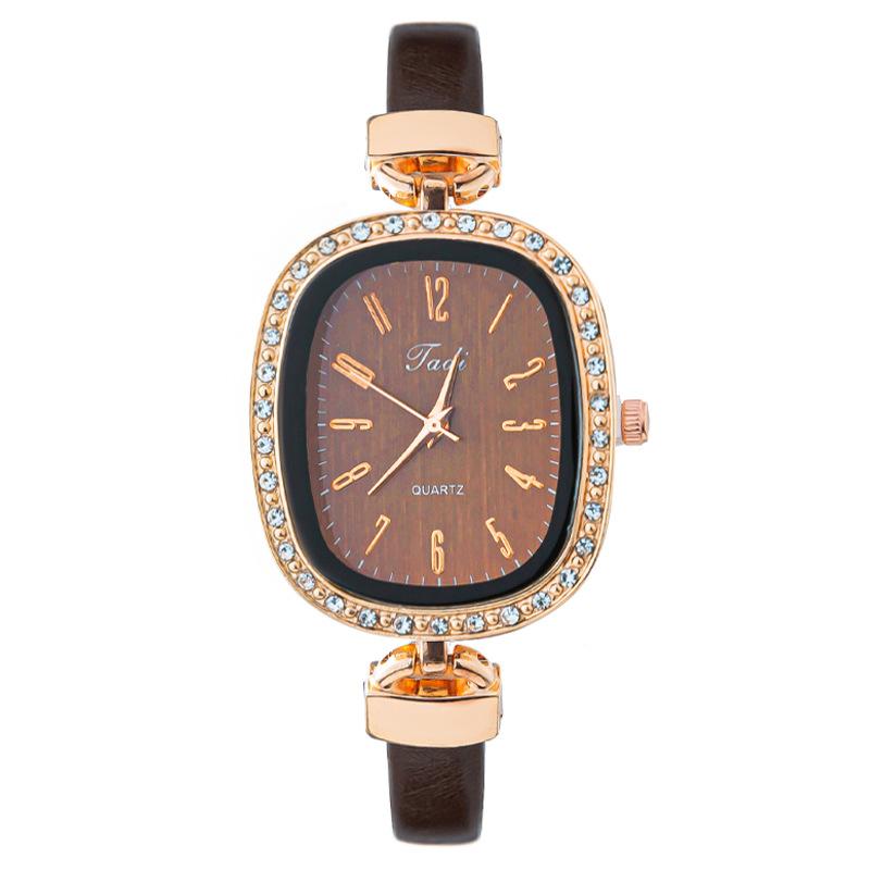 Горячая Распродажа Женские Часы с Бриллиантовой Инкрустацией Женские Часы Ремень Овальные Кварцевые Часы