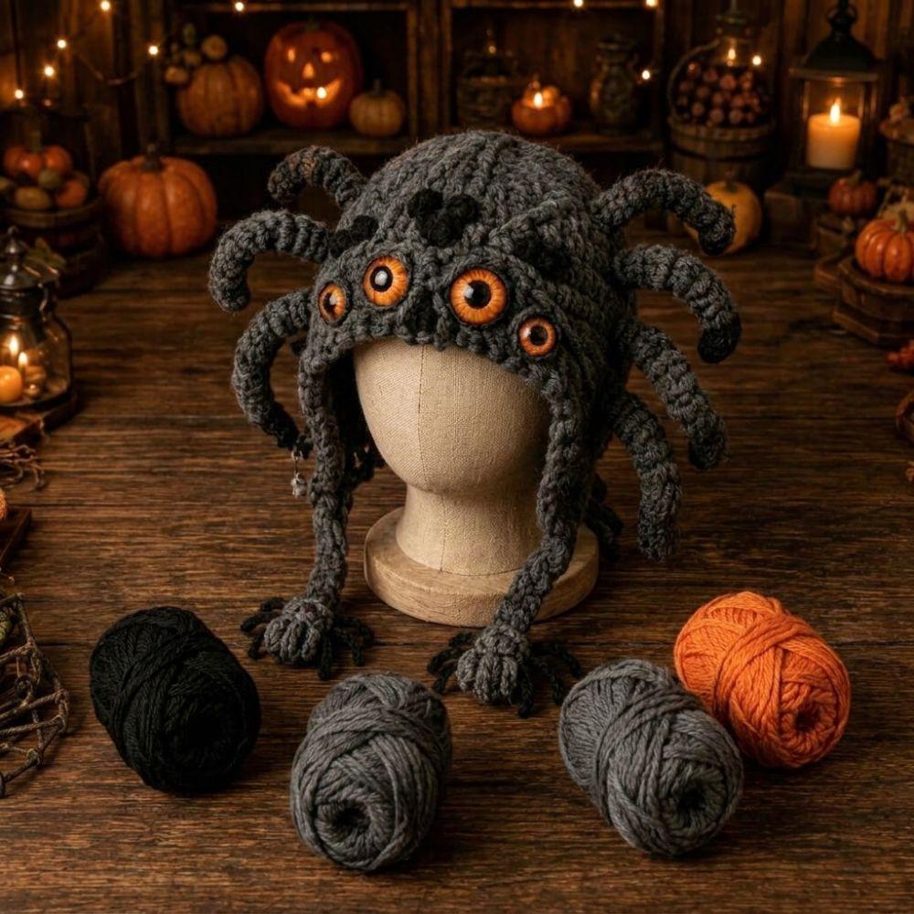 Warm Hand Knitting Animal Hood Set Handmade Halloween Animal Hat Holiday Gift