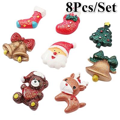 8 шт. Рождественский магнит на холодильник, магниты для белой доски, мультяшный магнит на холодильник из смолы, наклейка, подарок