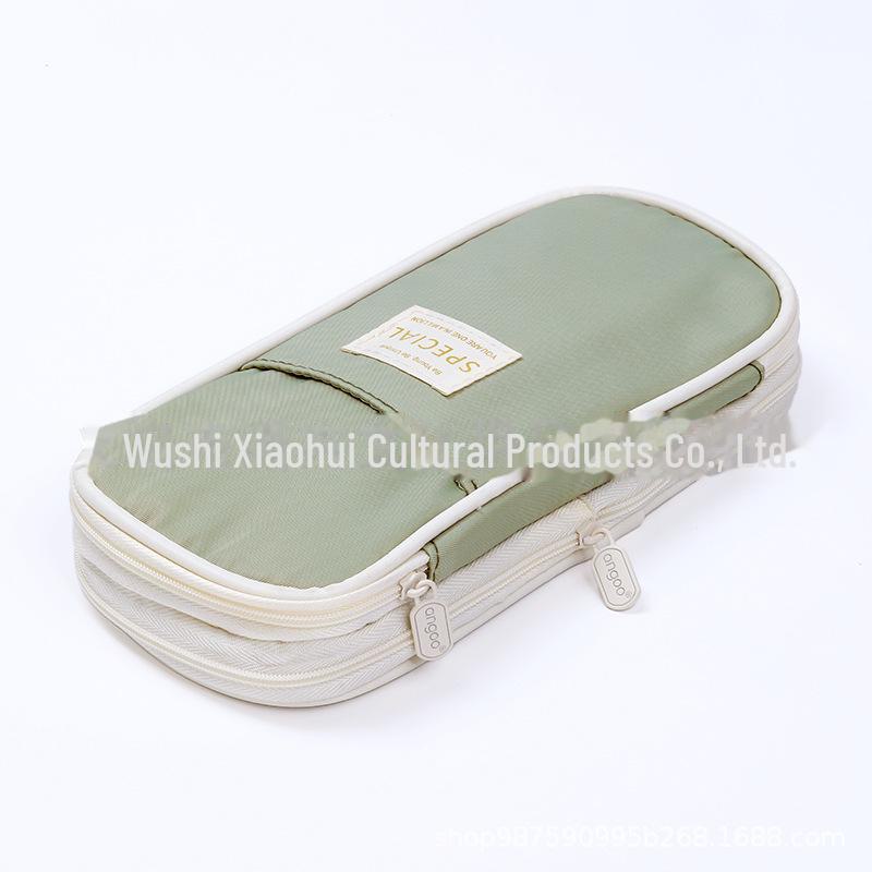 Выдвижной двухслойный пенал Macaron: Большая вместимость, однотонный цвет, для учеников младших и старших классов.