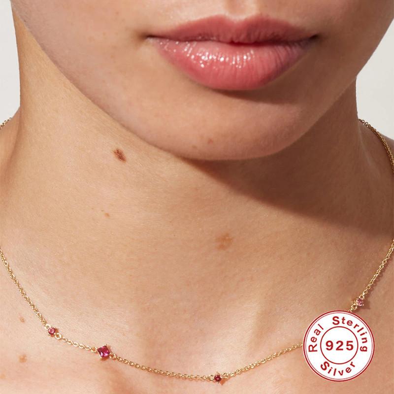 S925 Стерлинговое серебро Креативный Универсальный Личность Douyin То же Самое Бриллиант Дофамин Яркий Цвет Ключица Ключица Ожерелье