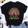 Top Birthday Print Girl T-shirt Fashion Personalized Design Top Cartoon Pattern Print T-shirt