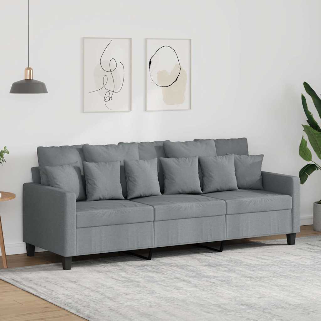 3 Seater Sofa Light Grey 180 cm Fabric