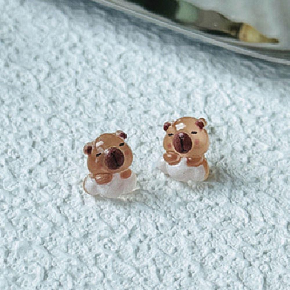 Korean Style Mini Ear Studs Transparent Capybara Stud Earring Personality Party