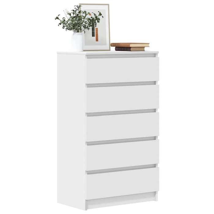 Commode Armoire de chambre - mango - Blanc 60x36x103 cm - Bois d'ingénierie M179