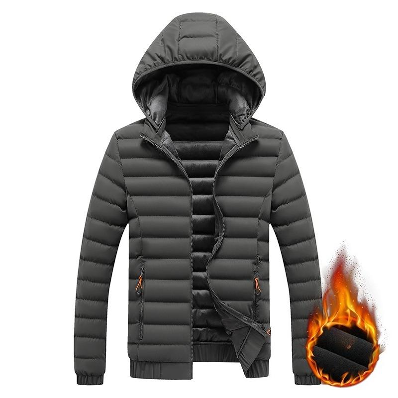 Легкая тонкая секция служебной хлопковой куртки, мужские модели, зима, простая однотонная, съемный капюшон, утолщенная куртка с капюшоном