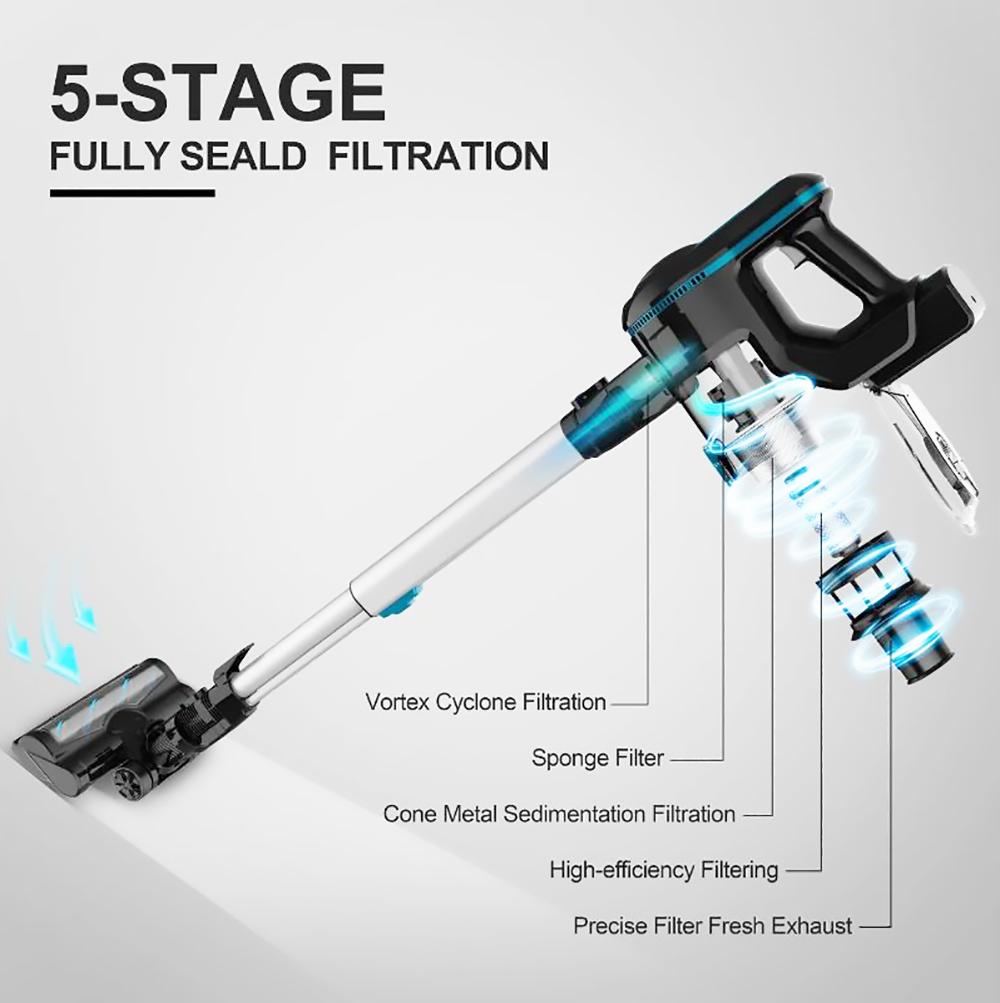 INSE N5 Беспроводной пылесос 6 в 1 Мощность всасывания 12000 Па Длительное время работы 45 минут 5 ступеней фильтрации с