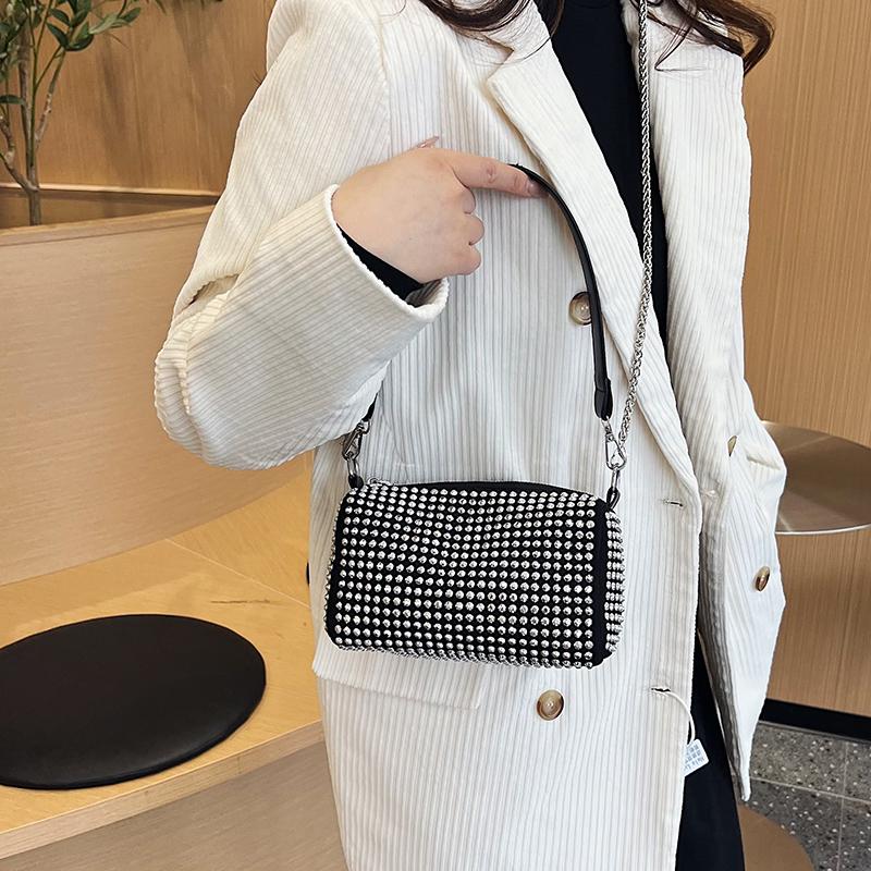Rhinestone Luxury Evening Bag Ladies Cylinder Diamond Crossbody Bag Party Fashion Handbag Designer Shoulder Bag For Women