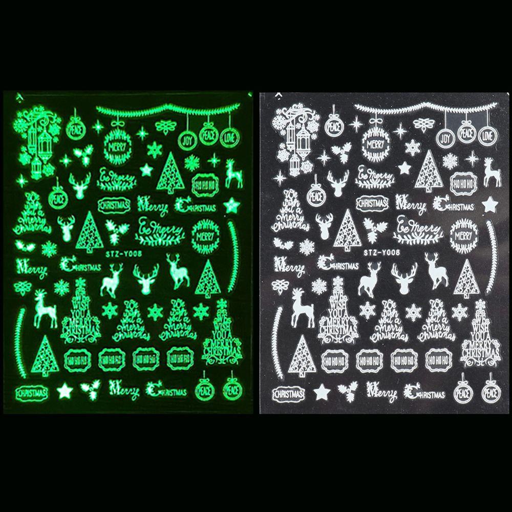Adhesive Decals Glow In The Dark DIY Manicure White Snowflakes Nail Sticker 3D Luminous Christmas