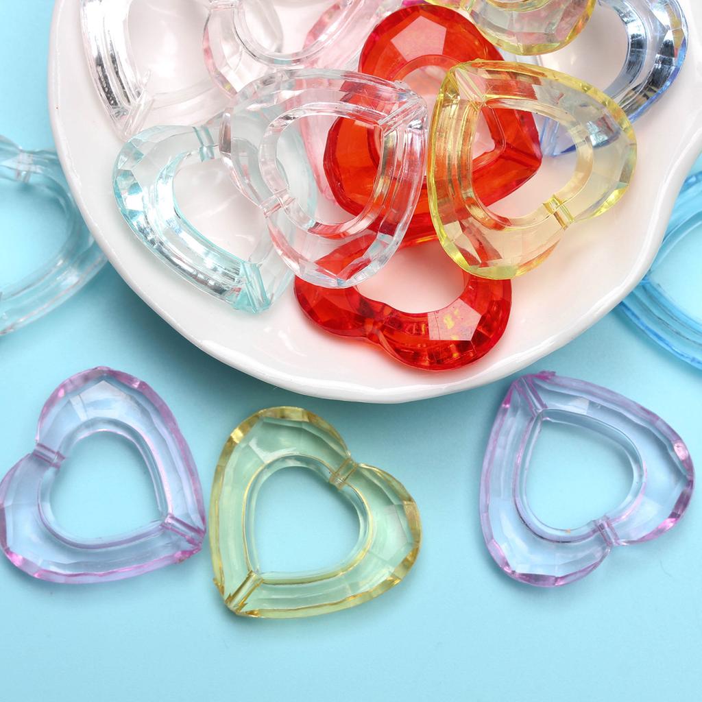 Hanmade DIY Accessories For Jewelry Making Loose Beads Candy Color Acrylic Hollow Heart Beads 20pcs Handmade Supplies Crafted