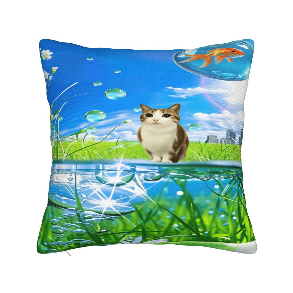Наволочка с принтом кота в стиле Frutiger Aero Наволочка для стула, дивана, домашнего декора, современные наволочки