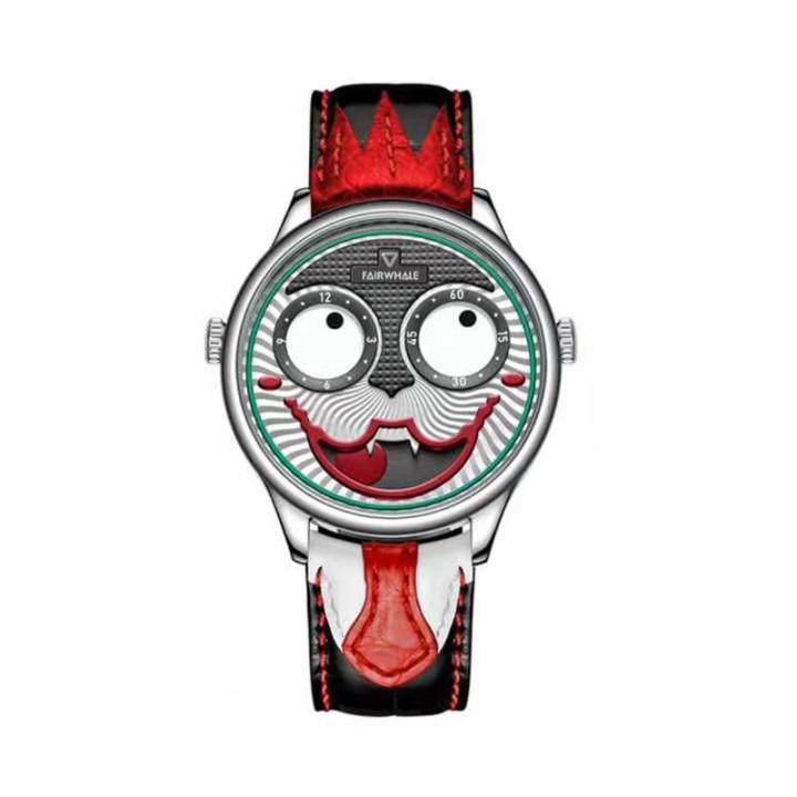 Водонепроницаемые кварцевые часы Mark Fairwhale Russian Clown с декоративным ремешком из натуральной кожи