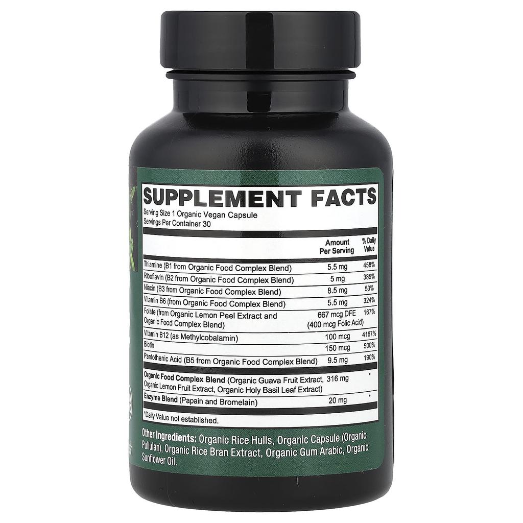 Organic Vegan B-Complex, Organic Veggie Capsules 30