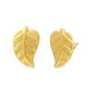 Gehena by Estele - Gold Tone Willow Leaf Stud Earrings For Women