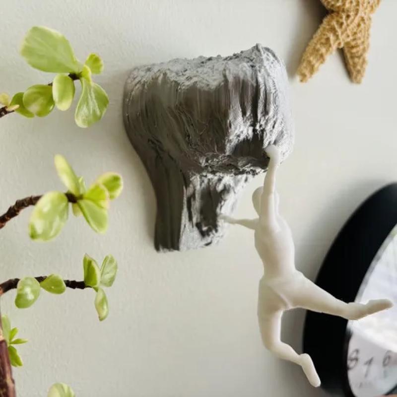 Mountain Man Wall Figure Climbing Sculpture Modern Rock Climber Figurine 3D-Printed Hook For Towel Keys Coat Bedroom Workplace