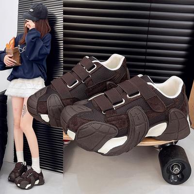 Европейские товары популярные липучки осьминог папины кроссовки женские 2025 мягкая кожа зарубежные дышащие модные универсальные повседневные кроссовки тренд