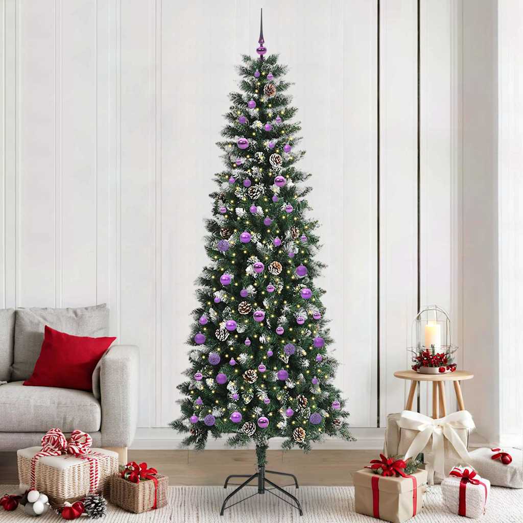Artificial Christmas Tree with 300 LEDs and Stand Green 240 cm