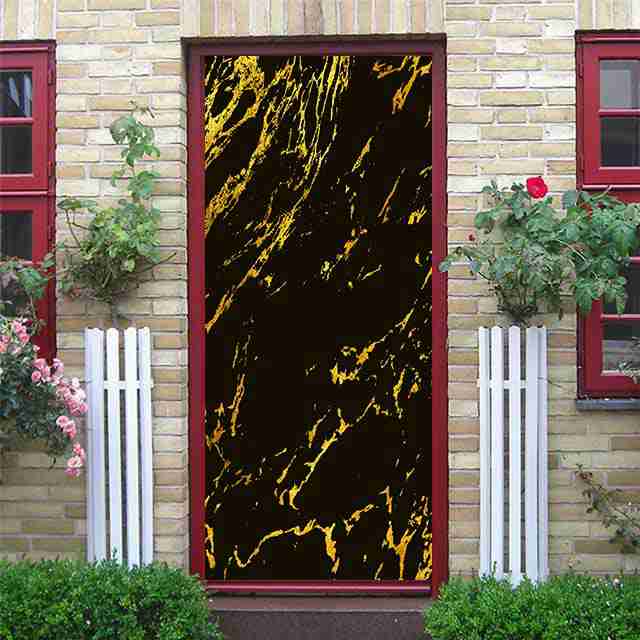 Картина маслом, наклейки на дверь, цветок, простые абстрактные линии, бамбуковые обои на холодильник для гостиной, домашний декор, художественная наклейка для спальни