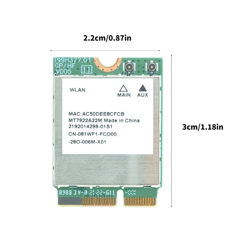 WiFi 6E карта MT7922 6 ГГц/5 ГГц/2,4 ГГц Трехдиапазонный сетевой адаптер Совместимость с Bluetooth 5.2 Интерфейс M.2