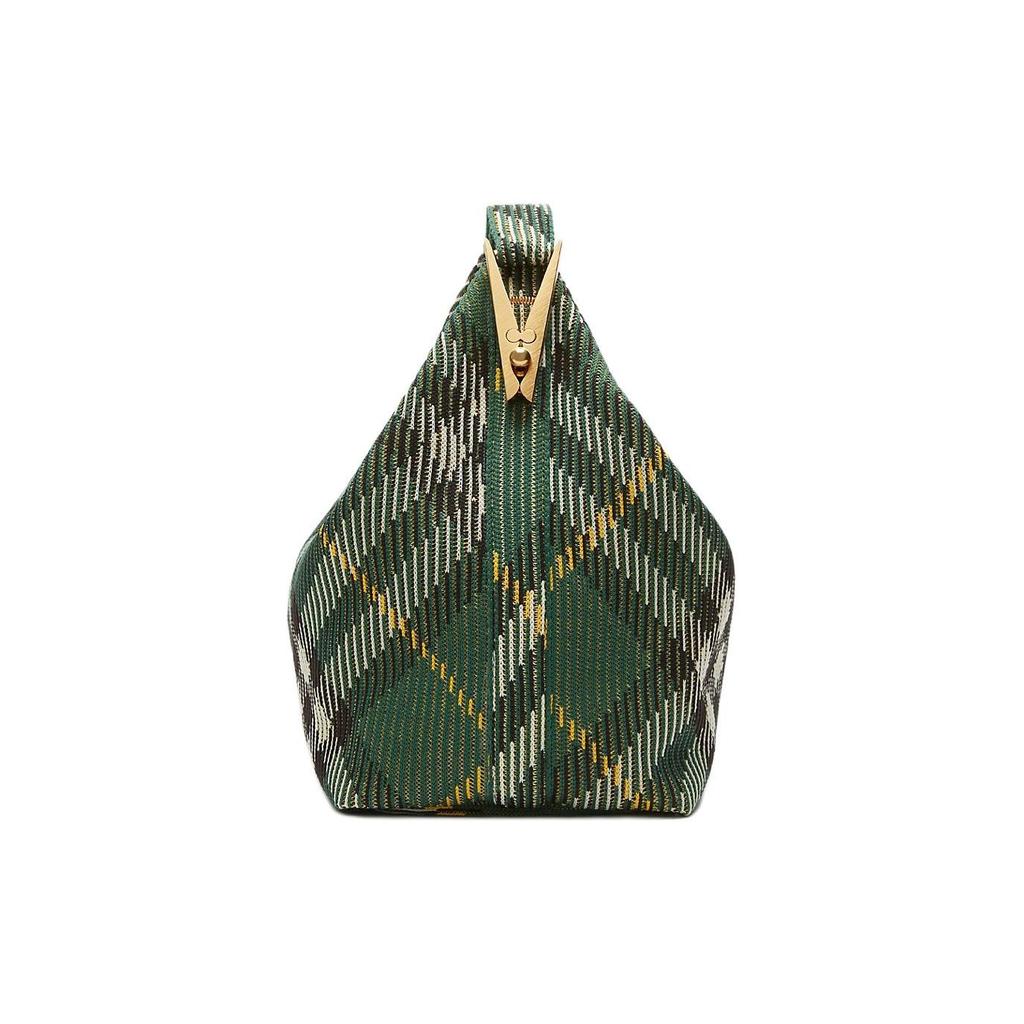 Burberry Peg Letter Logo Zipper Plaid Design Nylon Tote Bag Medium Women Tote Bag Ivy-Green 80820471