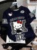 Футболка Hello Kitty Летняя Мужская Футболка Женская Футболка Повседневная Спортивная Футболка с 3D-печатью Девочка Круглый Вырез Футболка для Активного Отдыха