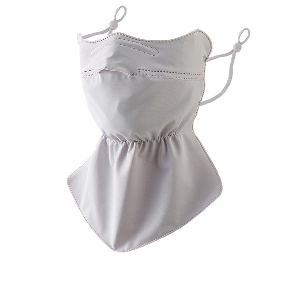 Hanging Ear Ice Silk Mask Solid Color Neck Sunshade Face Shield Ice Silk Face Mask  Summer