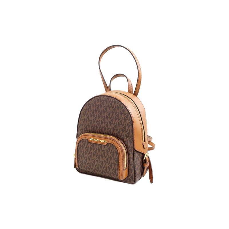 Michael Kors Jaycee золотой буквенный логотип с принтом по всей поверхности кожаный школьный портфель рюкзак рюкзак маленький размер женский коричневый