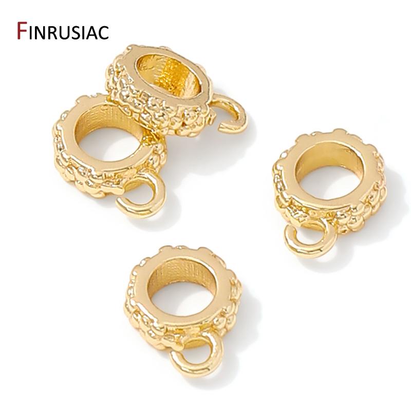 Латунные круглые держатели для кулонов с покрытием из 14-каратного золота, Соединители-бусины, Держатели для кулонов, Фурнитура для изготовления ожерелий, браслетов DIY
