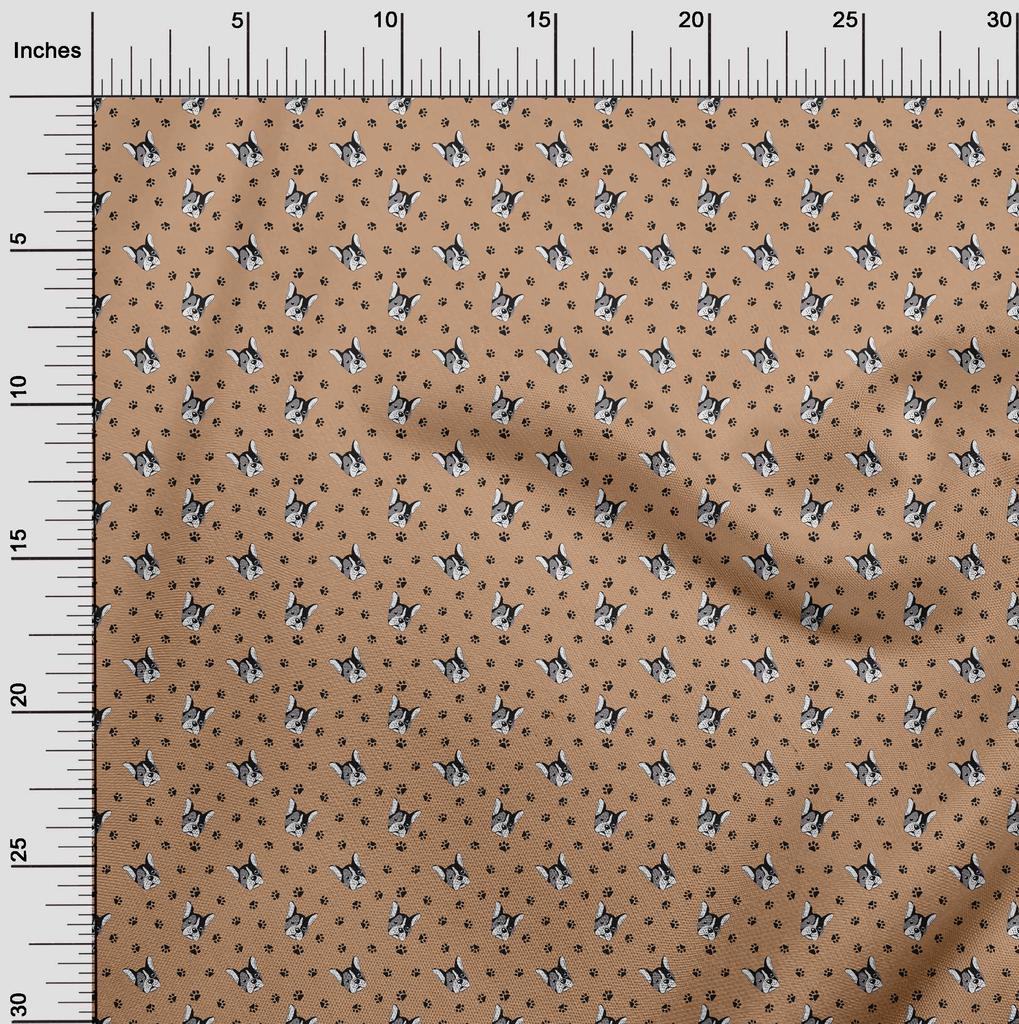 oneOone Cotton Flex Light Brown Fabric Bull Quilting Supplies Print Sewing Fabric By The Yard 40 Inch