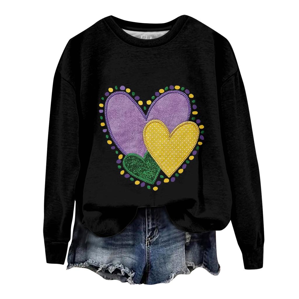 Женская свободная повседневная толстовка с круглым вырезом и длинными рукавами с принтом «Карнавал», модный топ с длинными рукавами