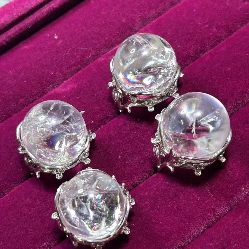 Кольцо из натурального радужного белого кристалла Натуральный кристалл Белый кристалл Подарок