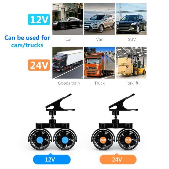 12/24 В с двойной головкой, регулируемый ветер, летний автомобиль, грузовик, вращающийся зажим, охлаждающий вентилятор