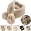 Elegant Winter Warm Faux Rabbit Fur Plush Cross Scarf Neck Warmer Solid Color Neckerchief Wrap