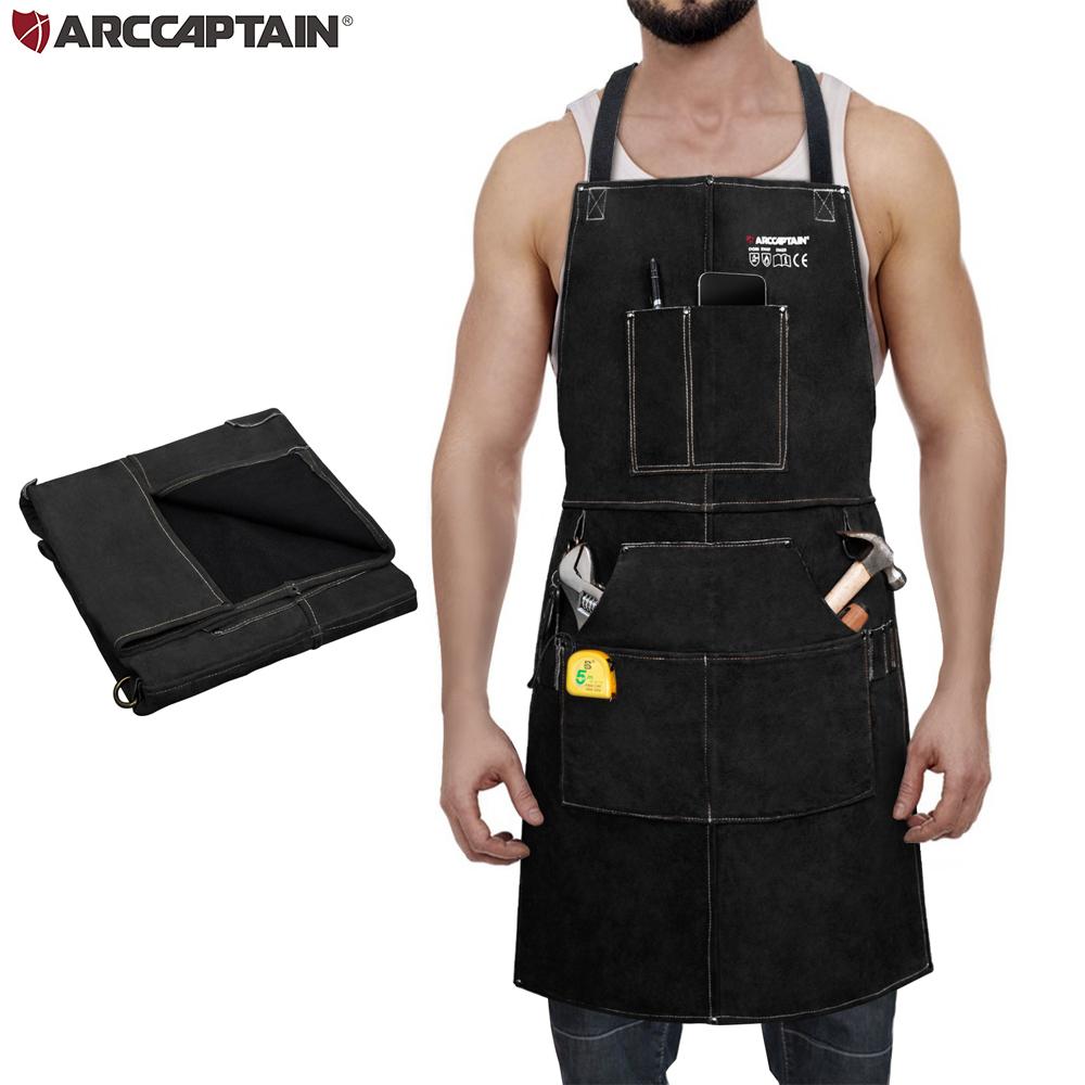 ARCCAPTAIN Сварочный фартук, моющийся, теплоизоляционный, из коровьей кожи, сварочный фартук, защитная одежда для пайки, кузнец