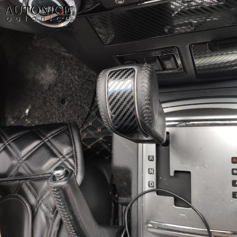 Цвет карбонового волокна Сталь Накладка на крышку головки рычага автоматической коробки передач Подходит для Mitsubishi Pajero V93/V97 2007- AT