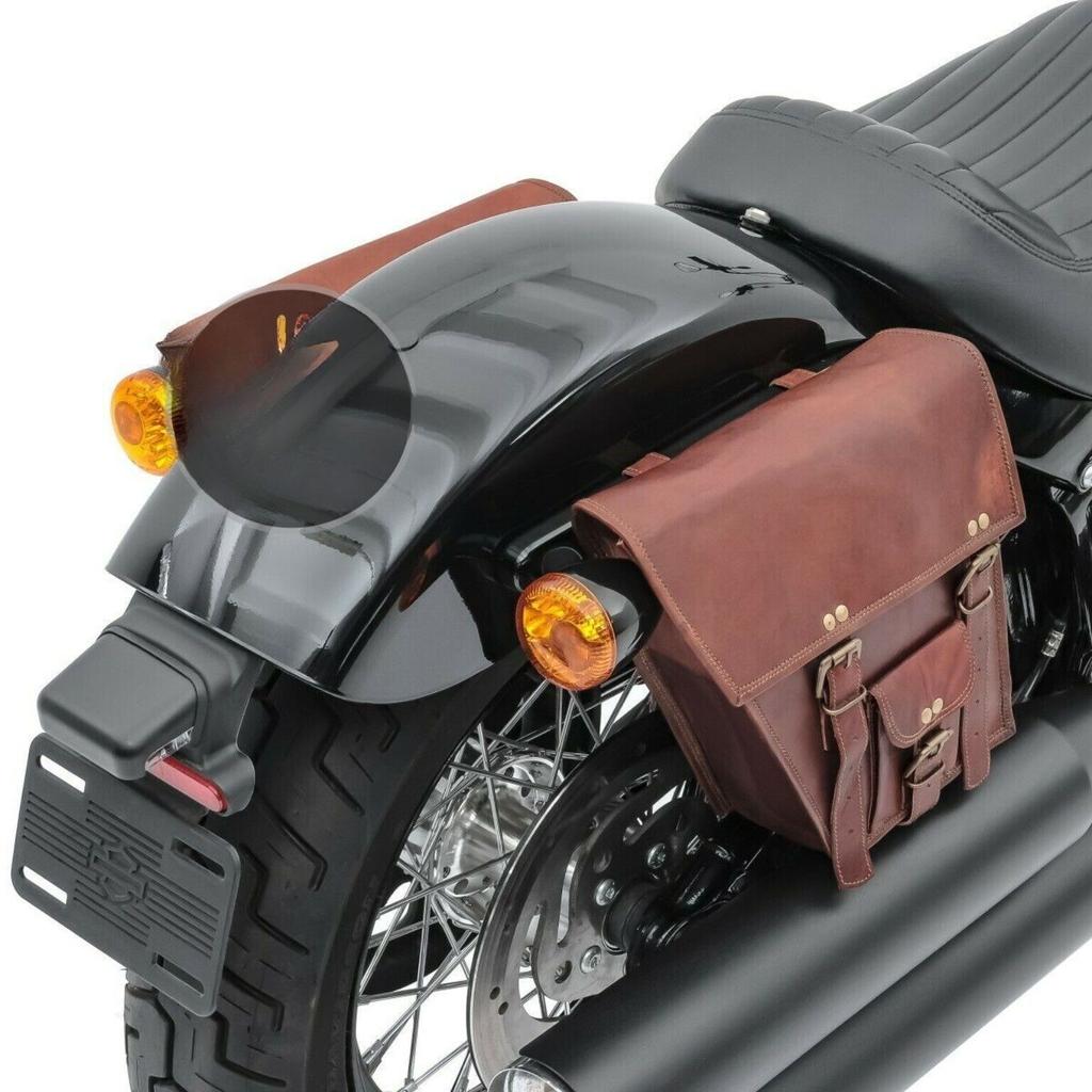 Real Goat Leather Motorcycle Saddle Bags Two Brown Leather Side Pouch Panniers