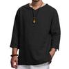 Men's Long Sleeve V-neck Cotton Linen Loose Shirt
