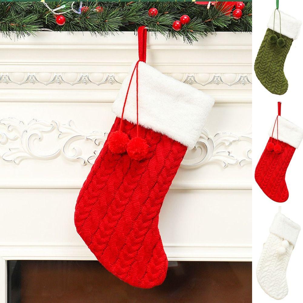 Красный/Зеленый/Белый Рождественские носки Персонализированная подвеска на рождественскую елку Дом