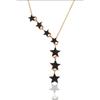 Silver Rose Zircon Stone Shooting Stars Necklace