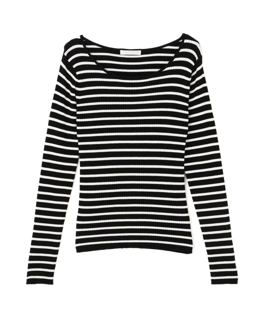Proportion Body Dressing Striped Rib Knit Black and White Women's Sweater,