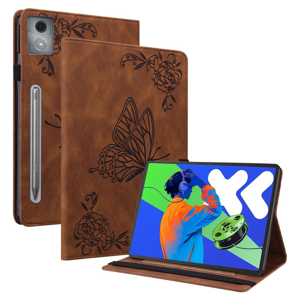 For Lenovo Tab P12 Pro 12.7 2025/Xiaoxin Pad Pro 12.7 (2025) Case Butterfly Flower Imprint PU Leather Tablet Cover with Card Slots