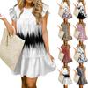 Женская мода лето повседневный О-образный вырез рукав оборки без рукавов струящаяся короткая туника платье