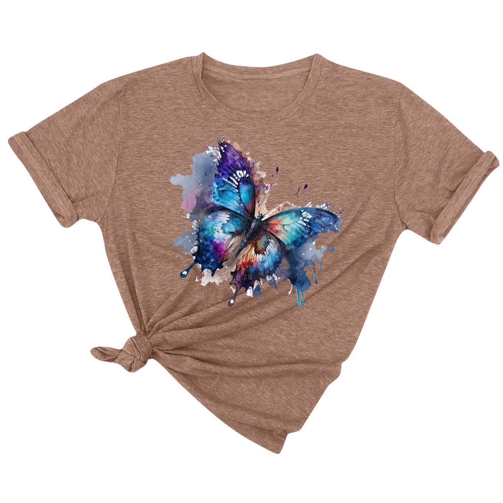 Женская модная повседневная футболка с коротким рукавом и круглым вырезом с принтом, пуловер, топ