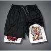 Аниме принтованные мужские шорты для взрослых Double Fitness спортивные и повседневные брюки среднего размера