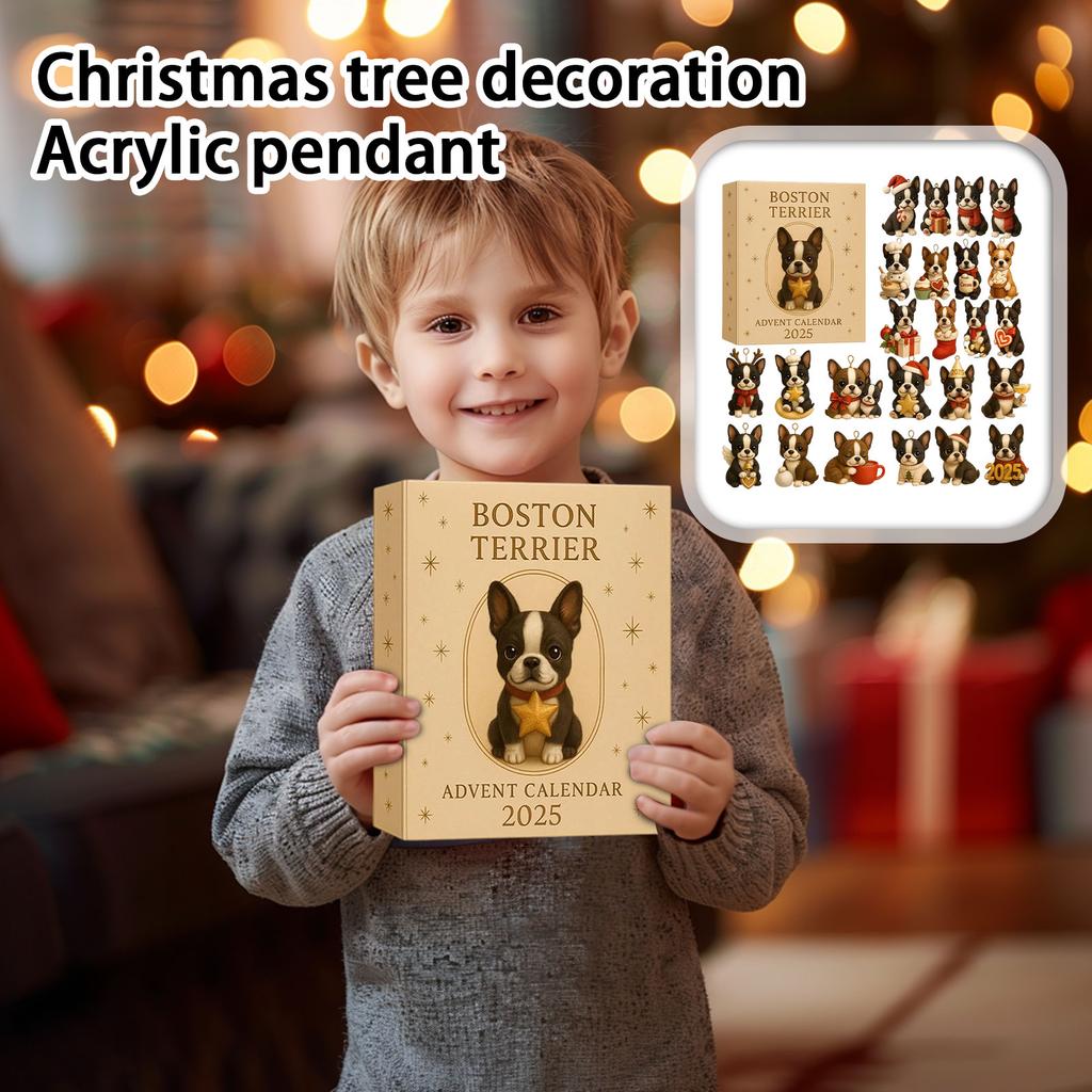 1 PC 2D Terrier Advent Calendar Christmas Decoration Acrylic Pendant