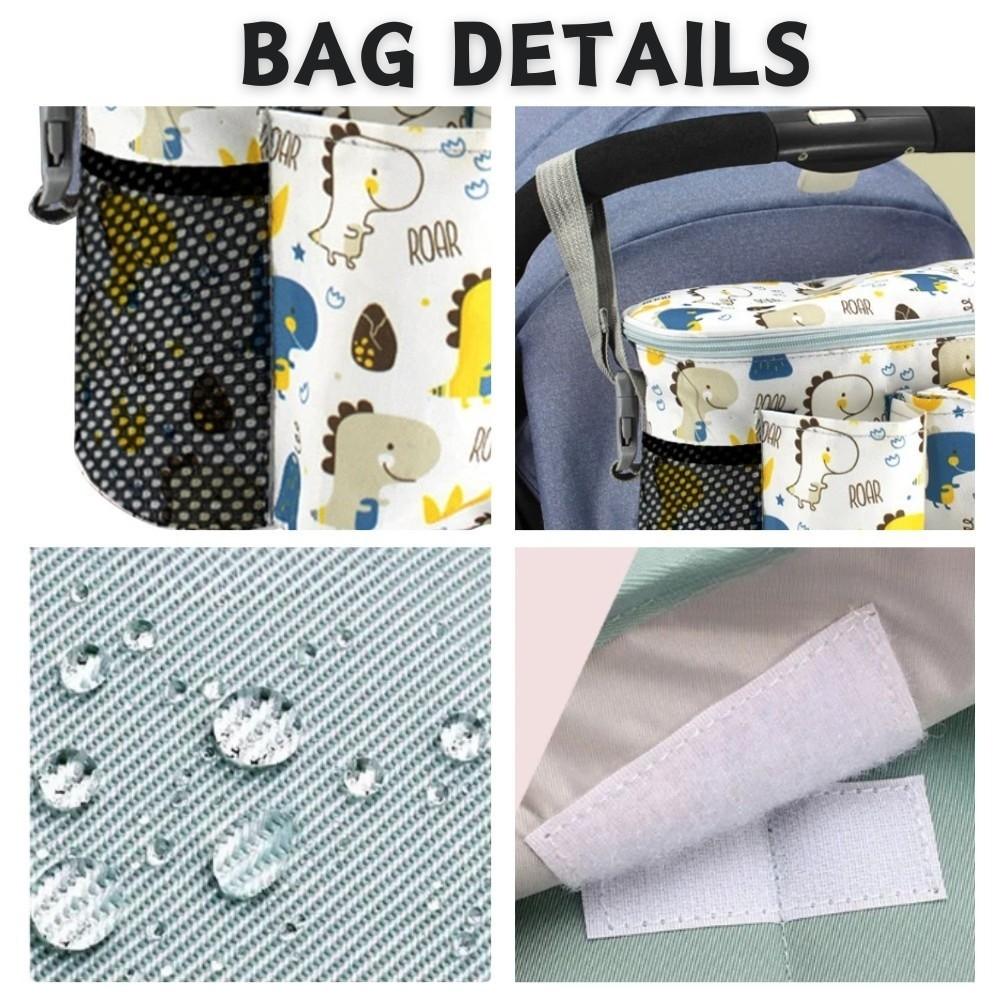 Large Capacity Baby Stroller Bag Printed Hanging Carriage Bag Infant Nappy Bags